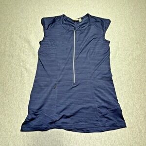 Athletica Pacifica Tank UPF Medium Navy Zip M Polyester Spandex